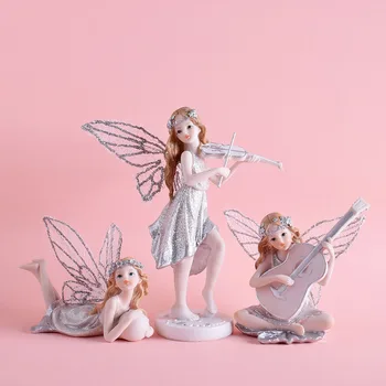 אירופה שרף כינור פרח פיות מלאך חמוד אביזרי קישוט מתנות יום הולדת בבית-סלון צלמיות קישוטים מלאכת יד