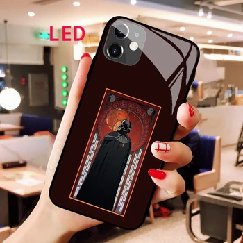 זוהר זכוכית מחוסמת הטלפון מקרה עבור iphone של אפל 13 14 Pro מקס Puls מיני מלחמת הכוכבים יוקרה אופנה RGB LED אחורית חדשה חיפוי
