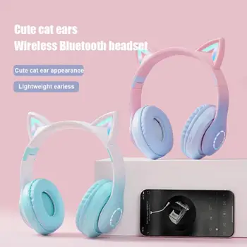 חתול חמוד האוזניים אוזניות עם פלאש LED אור אלחוטית Bluetooth סטריאו נוח הפחתת רעש אוזניות עם מיקרופון