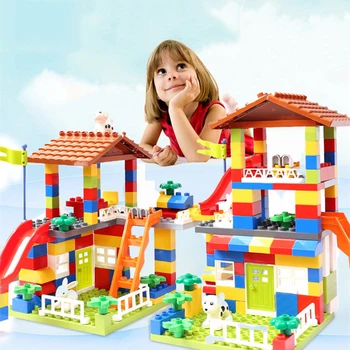 ילדים של הורה-ילד פאזל צבעוני העיר גג הבית גדול חלקיקים דגם בניין צעצוע
