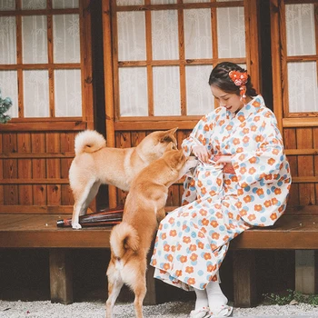 יפן סגנון של הנשים קימונו מכותנה רחצה הקיץ המסורתית יאקאטה לנשימה הביתה ללבוש וינטאג', שמלת הקיץ ללבוש קוספליי