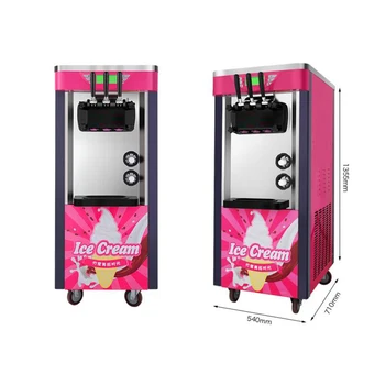 מסחרי גלידה מכונת אנגלית מערכת הפעלה 3 טעמים, צבעים מרובים זמינים