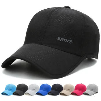 משלוח חינם בקיץ ייבוש מהיר כובעים כובע בייסבול כובע השמש צבע טהור ספורט כובעים לגברים רשת לנשימה גולף כובעי כובע נהג המשאית