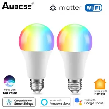 משנה WiFi חכם הנורה ניתן לעמעום אור LED E27 9W RGB+חם+לבן Homekit שליטה עובד עם סירי אלקסה הבית של Google בית חכם
