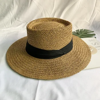 נשים מתקפל הקיץ כובע קש רחב שוליים פדורה חוף כובע נשים חופשת הקיץ פנמה כובע אופנה קעורה שטוח להגן