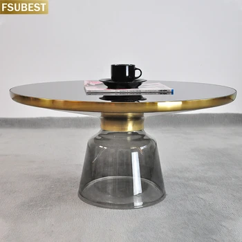 עיצוב מודרני שולחן קפה זכוכית שחורה שולחן עבודה בסגנון מינימליסטי מרכז הרהיטים בסלון יוקרתי מתכת מרכז שולחן זהב
