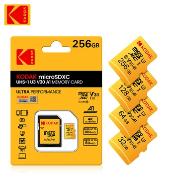 קודאק מיקרו SD 256GB 128GB 64GB 32GB מקורי כרטיס זיכרון TF V30 U3 100MB/S Cartao De Memoria חינם SD מתאם 4K UHD עבור PC