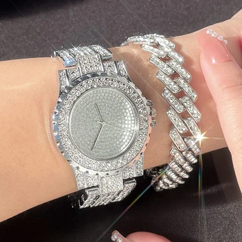 ריינסטון נשים שעונים שעון זהב נשים שעוני היד מותג יוקרה קריסטל נשים צמיד שעונים נקבה Relogio Feminino
