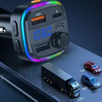 רכב Bluetooth 5.0 FM משדר אודיו מתאם USB 3.1 מטען מהיר נגן MP3 דיבורית אלחוטית לרכב ערכת דיבורית