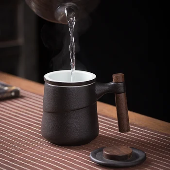 תה סיני כוסות עם מסנן קרמי כוסות יצירתי עם מסנן בועה כוס תה Kongfu כוסות קפה כוס תה ביד סט כוסות קדרות